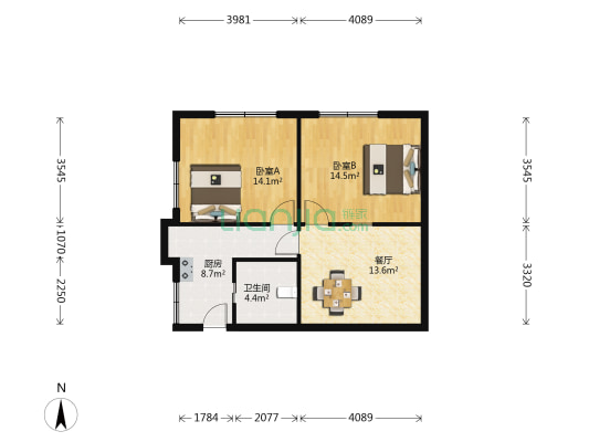 星光码头 2室1厅1卫 85平方