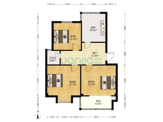 新亭路366号 3室1厅1卫 100平方