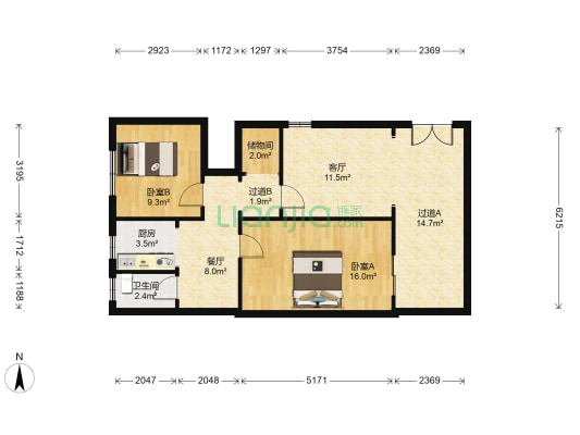 新津里 2室2厅1卫 76平方