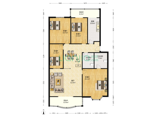华林都市家园 4室2厅2卫 189平方