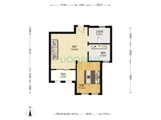 新潮塘南苑 1室1厅1卫 60平方