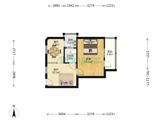 上马墩路1号 1室2厅1卫 49平方