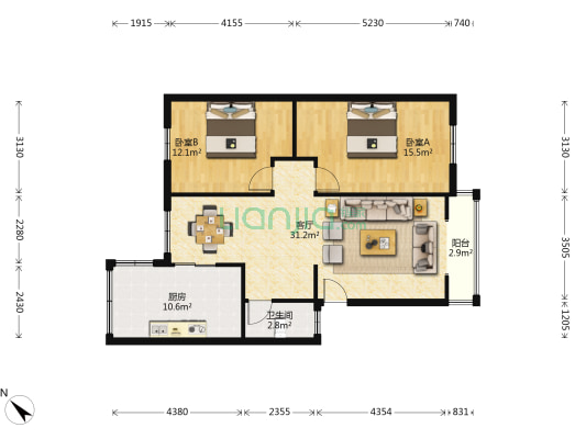 金福南街37号 2室1厅1卫 89平方