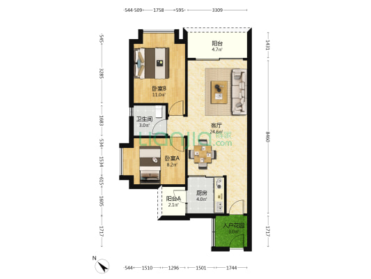 远达广场·碧水雅亭 2室1厅1卫 73平方