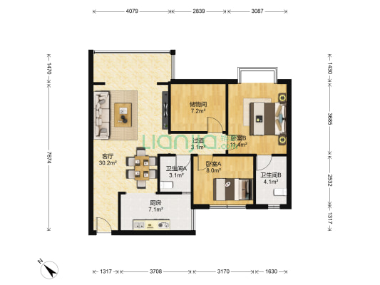 康豪精居屋 2室1厅2卫 96平方