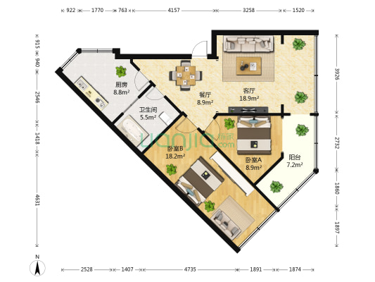威远街115号 2室2厅1卫 73平方