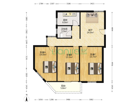 水电宿舍 3室1厅1卫 101平方