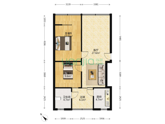 半截巷13号 2室1厅1卫 86平方