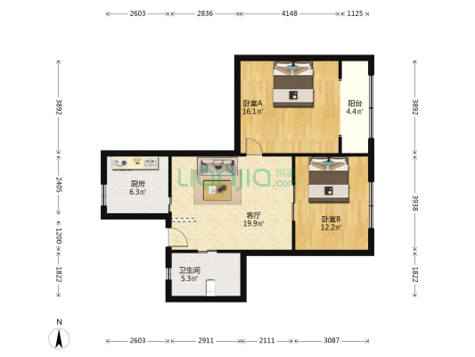 江川路296弄 2室1厅1卫 81平方