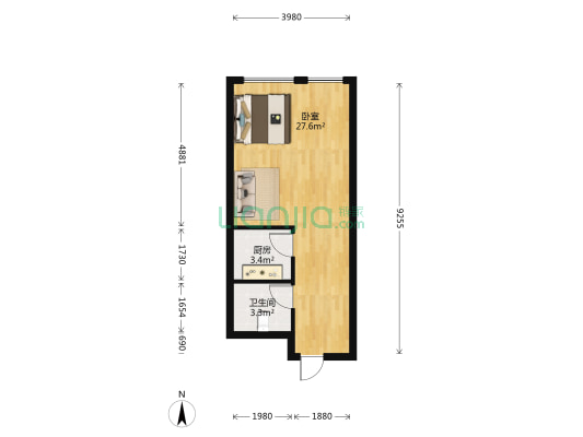 天基理想城 1室0厅1卫 49平方
