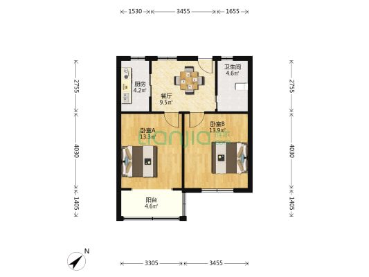 中下塘街小区 2室1厅1卫 64平方
