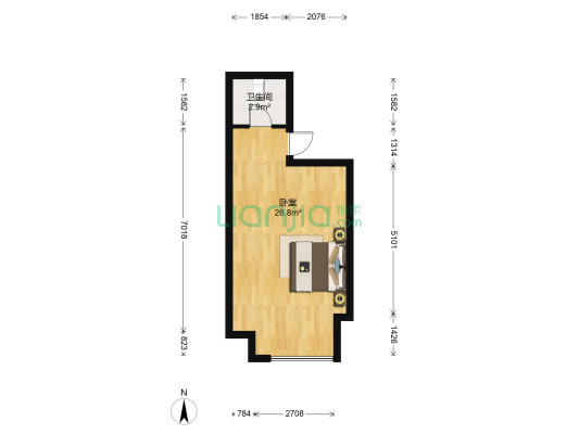 万达广场(昆山市) 1室0厅1卫 46平方