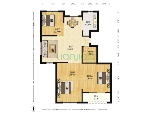 恒邦金帝御景 3室1厅0卫 125平方