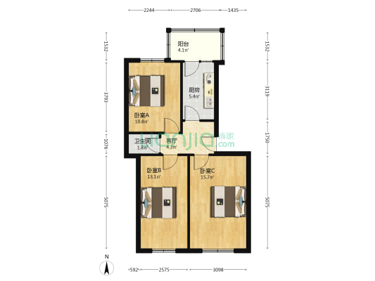 185小区 3室1厅1卫 67平方