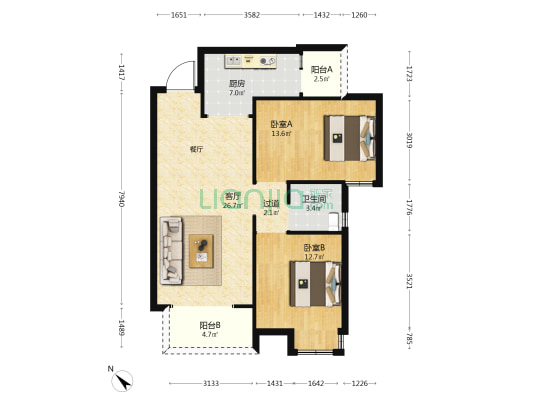 万安苑 2室1厅1卫 89平方