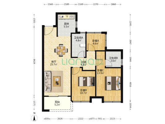 新城·金樾江南 3室1厅2卫 96平方