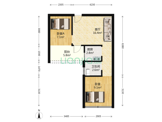 恒鑫SOHO 2室1厅1卫 52平方