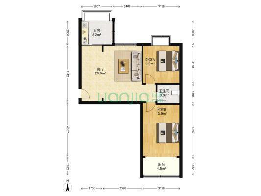 郑家庄小区 2室1厅1卫 71平方