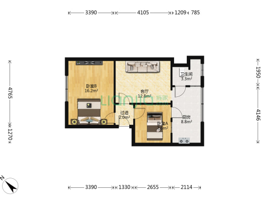 西大街25号 2室1厅1卫 57平方
