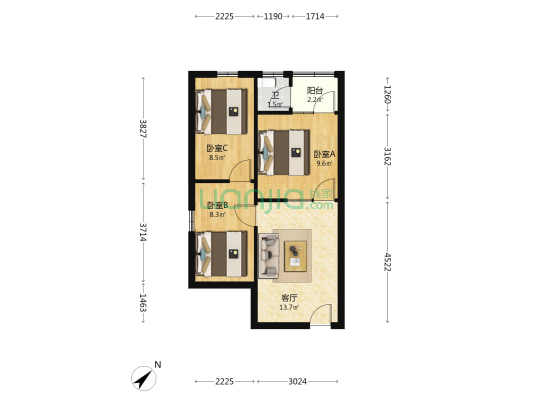 水津街61号 3室1厅1卫 67平方