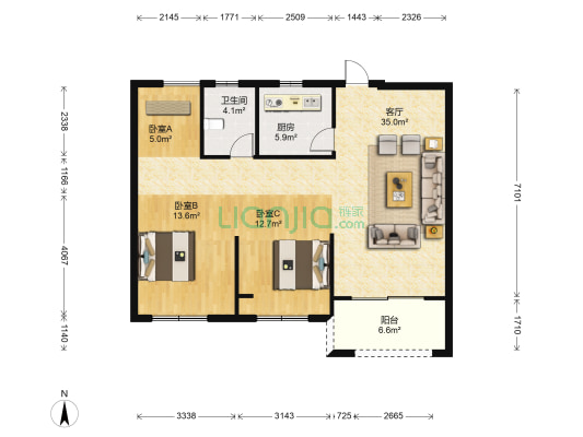 香溪湾 3室1厅1卫 106平方