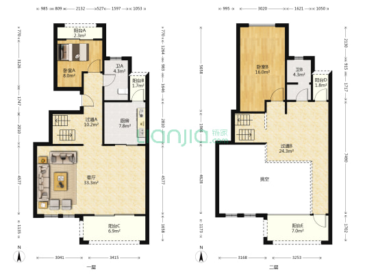 金隅南山郡观澜樾 2室1厅2卫 150平方