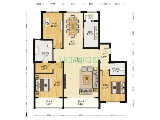 泛海国际居住区兰海园 3室2厅2卫 188平方