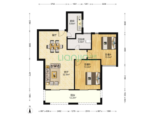 盛和花半里 2室1厅1卫 102平方