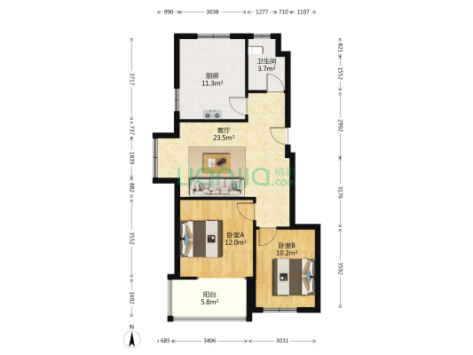 颐中山水缘三期 2室1厅1卫 87平方