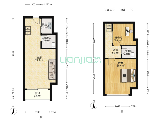飞凡第五街 1室1厅2卫 46平方