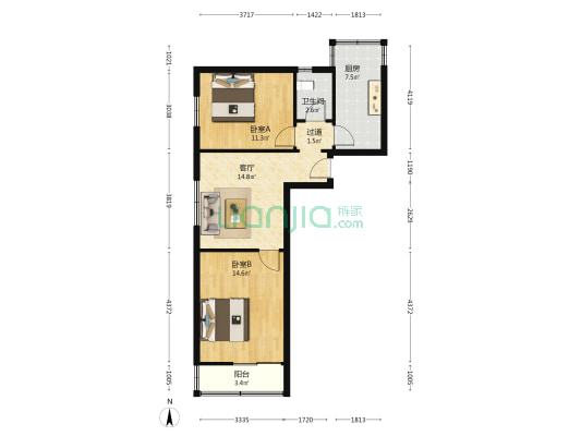 永馨苑小区 2室1厅1卫 72平方