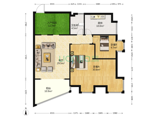  2室1厅1卫 152平方