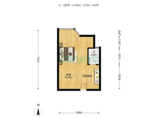 青年公寓 1室0厅1卫 49平方
