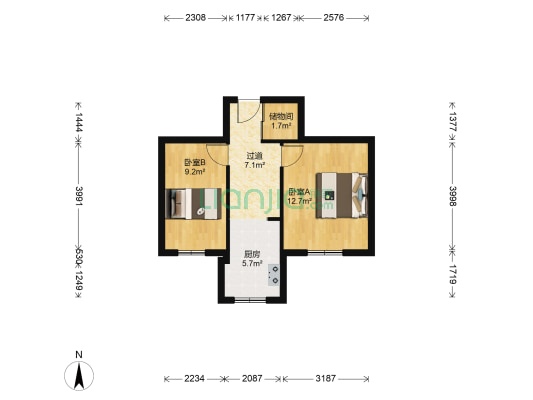 铁北新区 2室0厅0卫 47平方