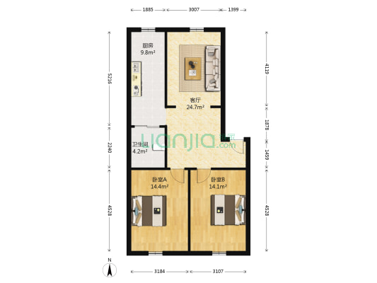 辽东电业小区 2室1厅1卫 84平方