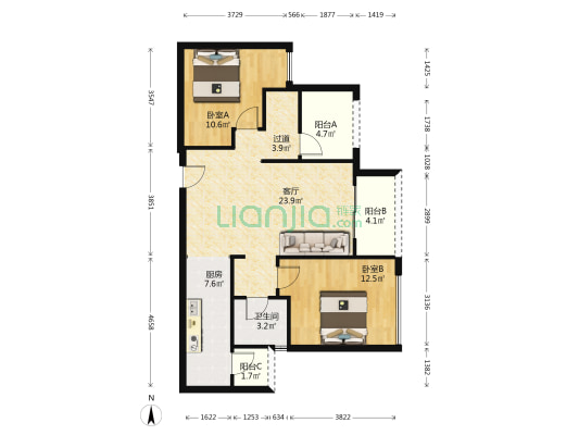 协信天骄星城二期 2室1厅1卫 87平方