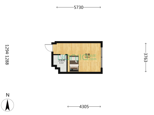 光明北大街12号太阳花酒店 1室0厅1卫 35平方