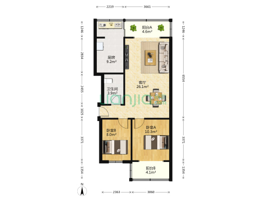 怡苑 2室1厅1卫 75平方