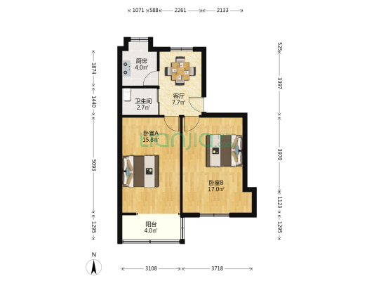 北园新村 2室1厅1卫 63平方