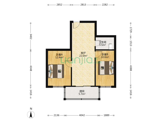 37中宿舍 2室1厅1卫 61平方
