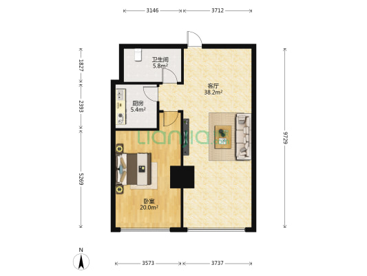 帝豪大厦 1室1厅1卫 102平方