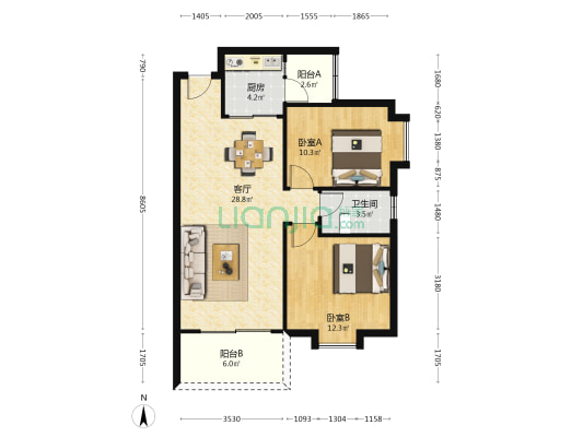 东悦雅苑 2室1厅1卫 79平方
