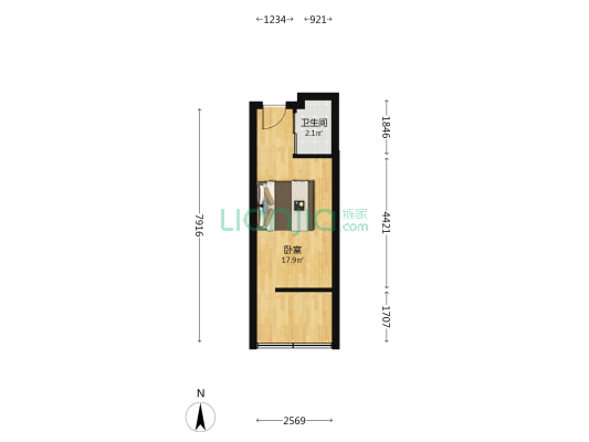 华隆百和公馆 1室0厅1卫 30平方
