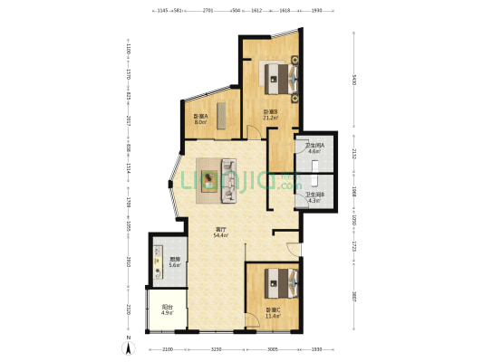 望湖大厦 3室1厅2卫 150平方