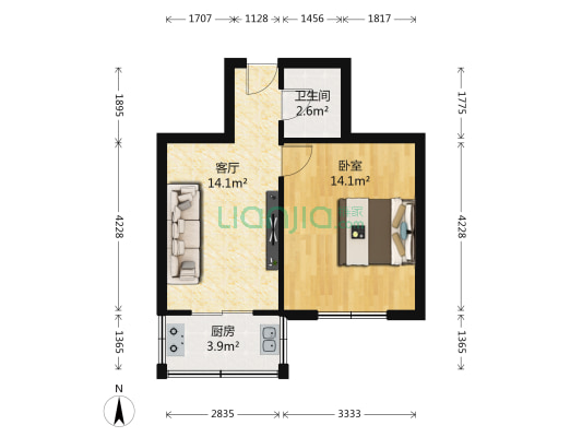 振兴南里 1室1厅1卫 42平方