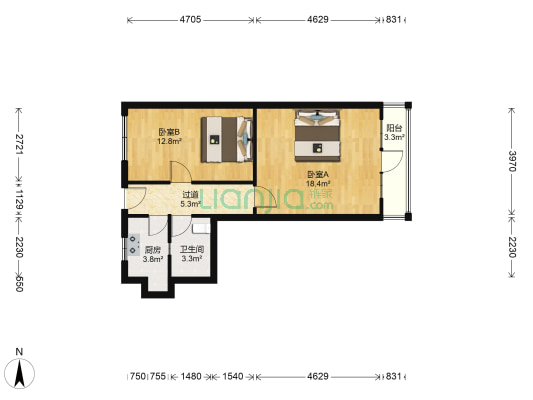 长江公寓 2室0厅1卫 65平方