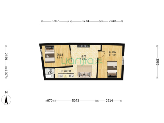 泰山路 2室1厅1卫 86平方