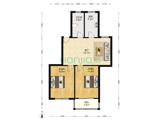 广瑞公寓丰泽苑 2室1厅1卫 87平方