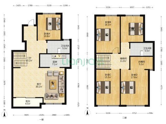 协信天奉合府 5室1厅2卫 169平方