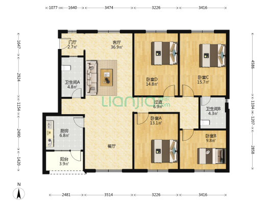 眉象路79号 4室1厅2卫 140平方